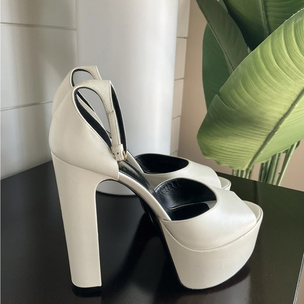 Saint Laurent Ivory Platform Sandals - Picture 4 of 8